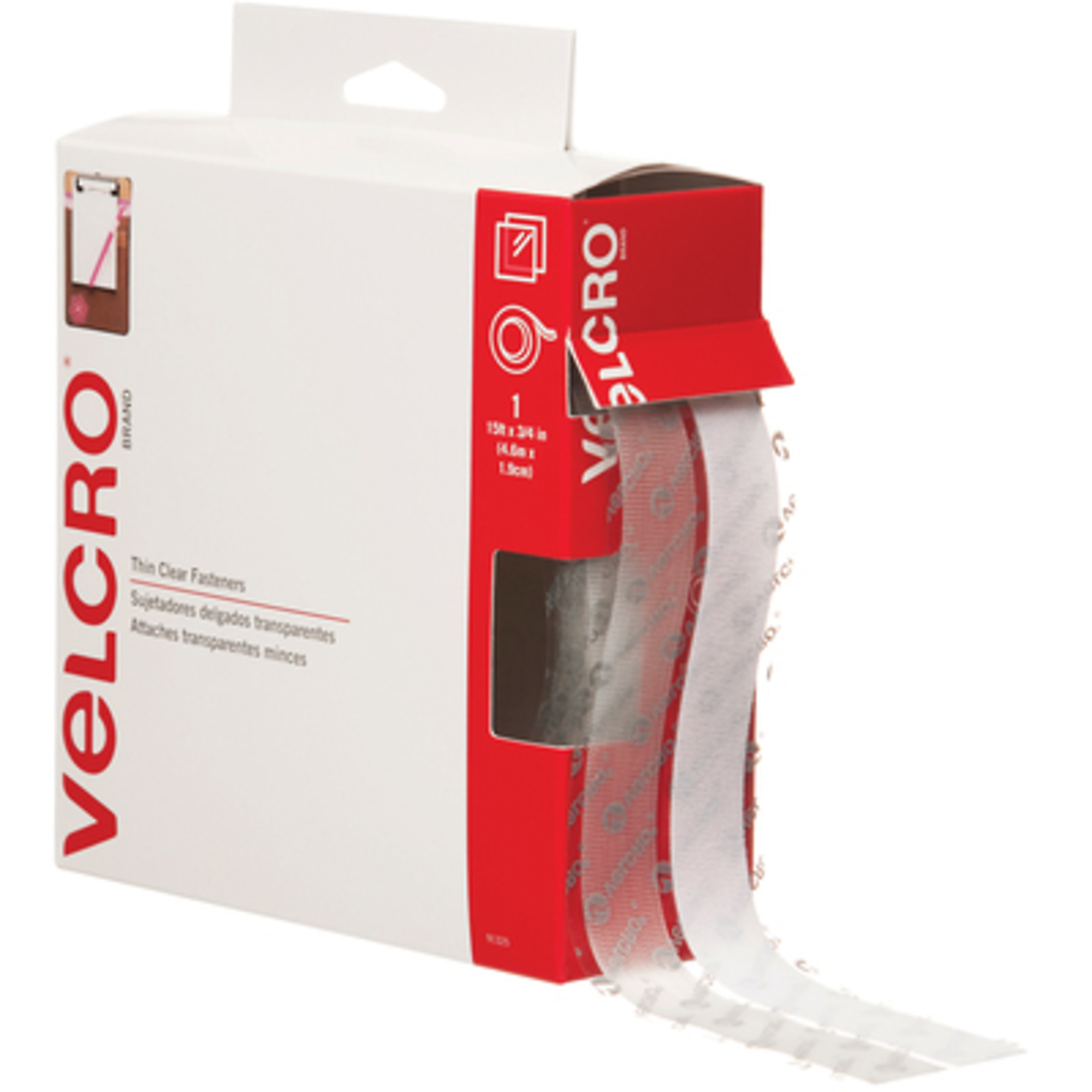 VELCRO Brand Clear Tape - 3/4in. x 15ft., Self-Adhesive, Waterproof, Combo Pack, Model# VEL150